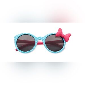 Disney Minnie Mouse Blue and White Polka Dot Girls Brow Bar Sunglasses